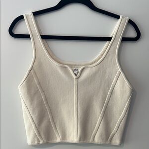 Aerie Cream cropped knit Tank Top